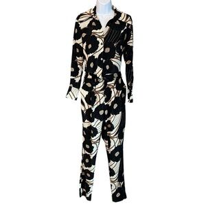 Rachel Comey Silk Luana Jumpsuit Black Floral Combo Size 00 XXS Modern Artsy